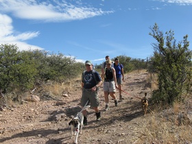 Jerry, Cheetah. Raqie; amd Shaun hiking on AZT Passage 2.