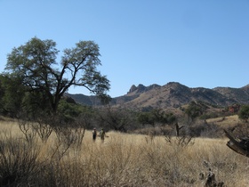 Andrea  and Jerry hiking in Red Bank Canyon on AZT Passage 3.