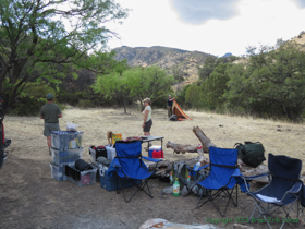 Jerry and Cheetah brought everything AND the kitchen sink (and maybe a dishwasher), for some pretty poss camping on AZT Passage 4.