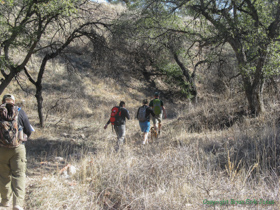 Shaun, Raquel Cheetah and Jerry hiking along AZT Passage 5.