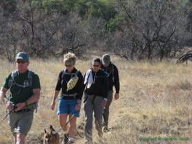 Jerry, Cheetah, Raquel and Shaun hiking on AZT Passage 5.