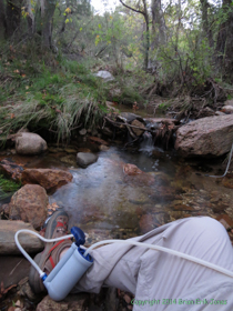 Me filtering water from Chimenea Creek at Grass Shack Campground.