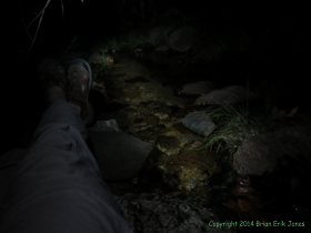 Me hanging out at Chimenea Creek after dark while waxing poetic.