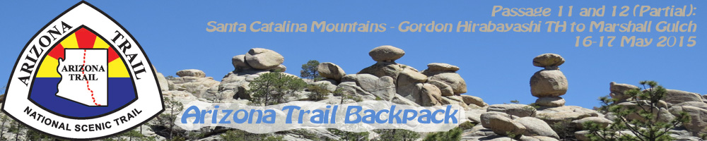 Arizona Trail Passages 11 and 12 (partial): Santa Catalina Mountains - Gordon Hirabayashi TH to Marshall Gulch - May 16-17, 2015