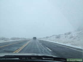 An Arizona blizzard!  It was still snowing as we drove to set up the shuttle for AZT Passage 14.