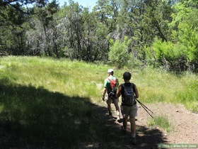Andrea and Jerry hiking AZT Passage 26 approaching Oak Spring.