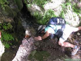 Brian J. being braver than usual by drinking straight from a spring in Hell Hole Canyon.  Very refreshing!