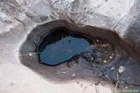 Evaporation rings in a scour hole in Horse Camp Canyon