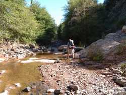 Jeff hiking up Little Blue Creek