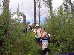 Shannon and Janet munch on wild raspberries.  I don't think they left any behind for the animals!