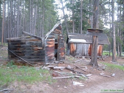 A couple of bunkhouses in the ghost town of Coolidge, Montana.