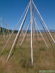 The Nez Perce camp at the Big Horn River.