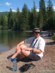 Here I am sitting on the shores of Gitche Gumee, er, I mean Bowman Lake.