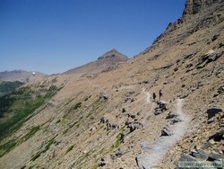 Shan and I hiking the long traverse between Dawson Pass and Cut Bank Pass.