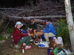Jerry, me, and ELVIS?? enjoying dinner at Beaver Woman Lake.