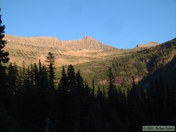 Looking up from out undesignated camp site towards Cut Bank Pass (not quite visible).  A daunting view knowing what the trail was like to get there.