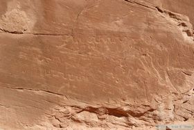 Very old petroglyphs at an un-named ruin in Grand Gulch.