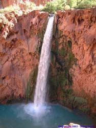 Mooney Falls from the up on the trail leading down to the base.