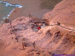 The precarious trail leading down to the base of Mooney Falls.