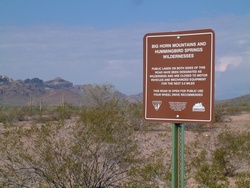 Sign on road for Wilderness areas.