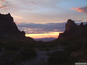 Sun setting in Kofa Queen Canyon.