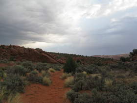 Hiking down Wire Pass on a grey morning.  Not exactly ideal conditions for hiking in a slot canyon.