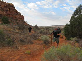 Steve and Chuck hiking down Wire Pass.