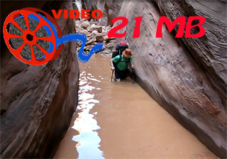 Video of Steve crossing a deep pool in Buckskin Gulch.