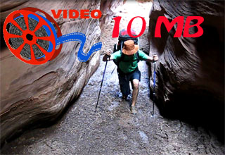 Video of Steve crossing the second stinky pool in Buckskin Gulch.