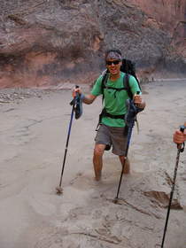 Steve in some shallow quicksand in Paria Canyon.