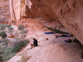Chuck in our alcove camp in Paria Canyon.