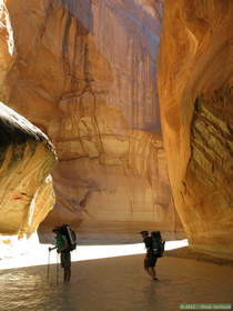 Steve and Brian hiking down Paria Canyon below the Buckskin Gulch confluence.