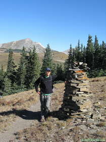 Steve and a monster cairn on the hike to the Truchas Peaks in the Sangre de Cristo Mountains