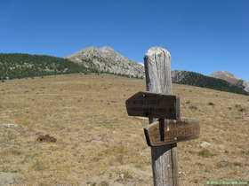 A trail sign on the way to the Truchas Peaks in the Sangre de Cristo Mountains.
