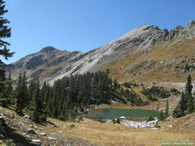 A small pond below Truchas Peaks.