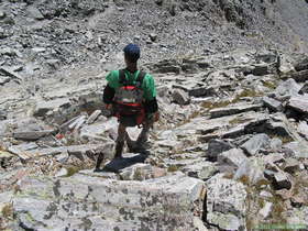 Steve descending to the saddle between North Truchas Peak and the other peaks.
