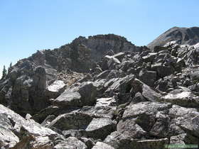 Looking up at our route from the saddle to South Truchas Peak.