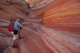 Chuck photographing near The Wave in Coyote Buttes North.