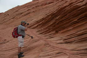 Chuck photographing the sandstone fins near Upper Buckskin Gulch.