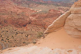 View of the Buckskin Gulch/Wire Pass confluence from West Clark Bench.
