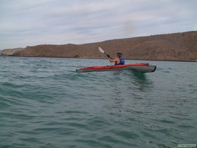 Kayaking in Bahia Guadalupe looking for rays.