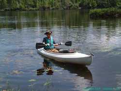 Brian paddles the kayak around solo.