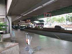 Waiting for the bus at Guarulhos Airport in Sao Paolo