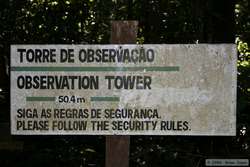 Sign for the 50 meter tower.