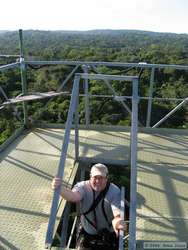 Chuck cresting the stairs on the 50 meter tower.