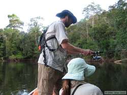 Here I am trying my hand at piranha fishing (and happy that I'm not having any luck).