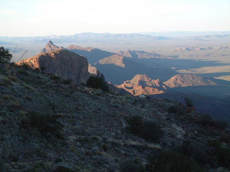 Our camp:  the tent was about 15 feet away from a ~500 foot sheer cliff