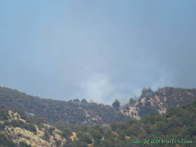 Close-up of the fire started in the Huachuca Mountains just as we were finishing our trip.