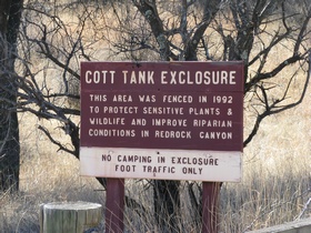Sign for Cott Tank Exclosure on AZT Passage 3.