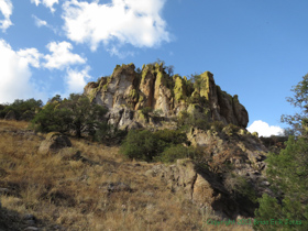 A lichen covered rock outcrop in Temporal Gulch.